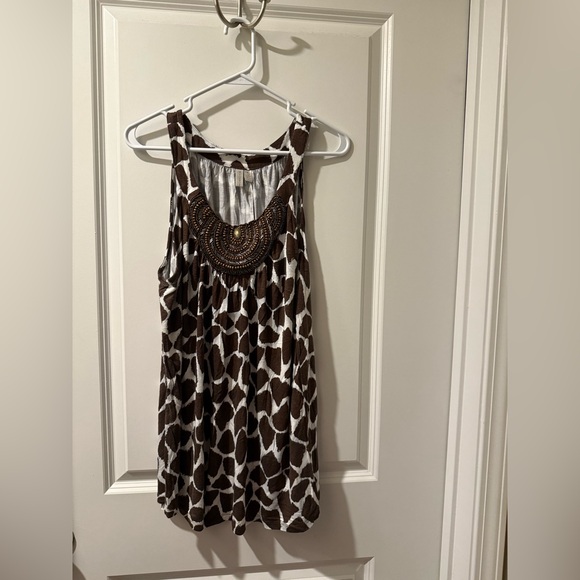 Madison Tops - Madison Brown and White Patterned Top